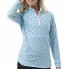 SanSoleil Women's Solcool Print 1/4 Zip Mock - Holiday Cheers -Golf Clubs Shop 10060071 800 auto