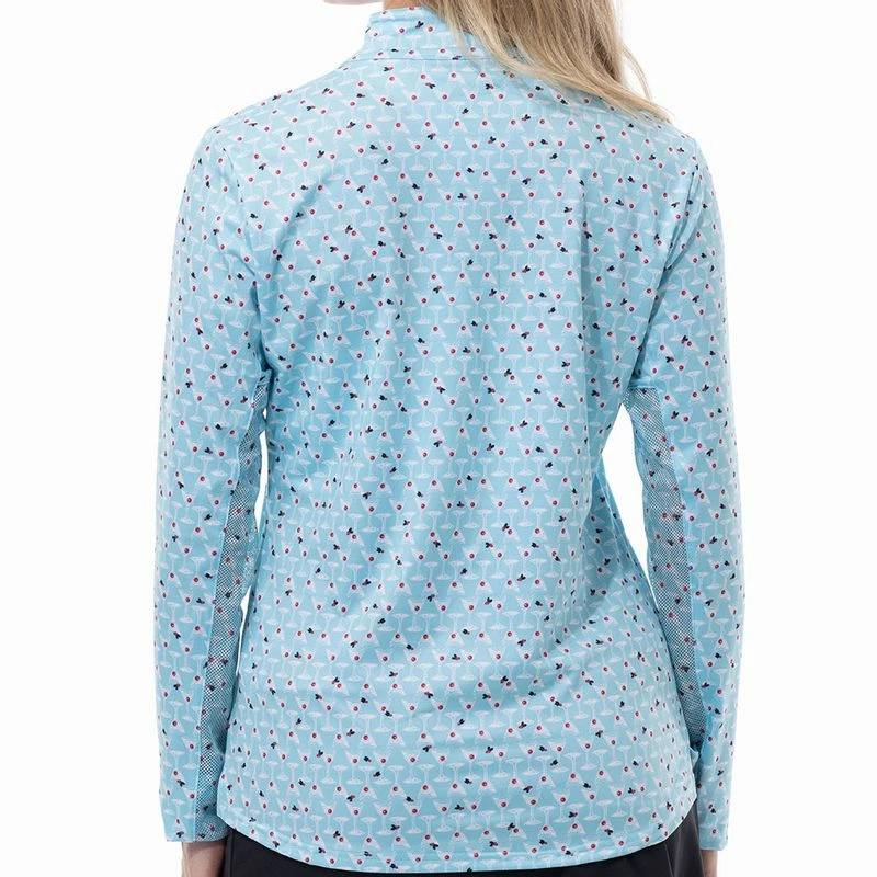 SanSoleil Women's Solcool Print 1/4 Zip Mock - Holiday Cheers 4 SanSoleil Women's Solcool Print 1/4 Zip Mock - Holiday Cheers - Image 2
