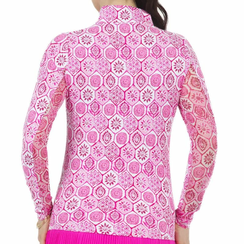 IBKUL Women's Terra Print Long Sleeve Mock Neck Top 4 IBKUL Women's Terra Print Long Sleeve Mock Neck Top - Image 2