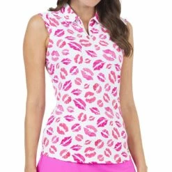 IBKUL Women's Kiss Me Kate Print Sleeveless Polo