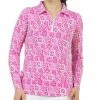 IBKUL Women's Terra Print Long Sleeve 1/4 Zip Polo -Golf Clubs Shop 9829939 800 auto