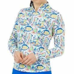 IBKUL Women's Izzy Print Long Sleeve Mock Neck Top
