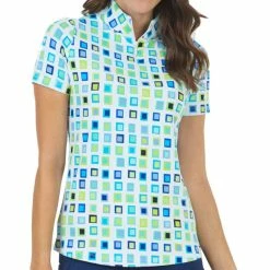 IBKUL Women's Eloise Print Short Sleeve Mock Neck Top
